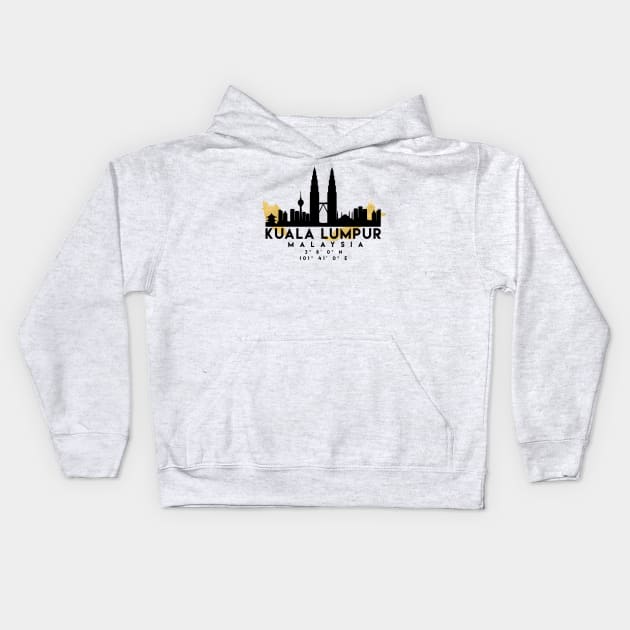 Kuala Lumpur Malaysia Skyline Map Art Kids Hoodie by deificusArt